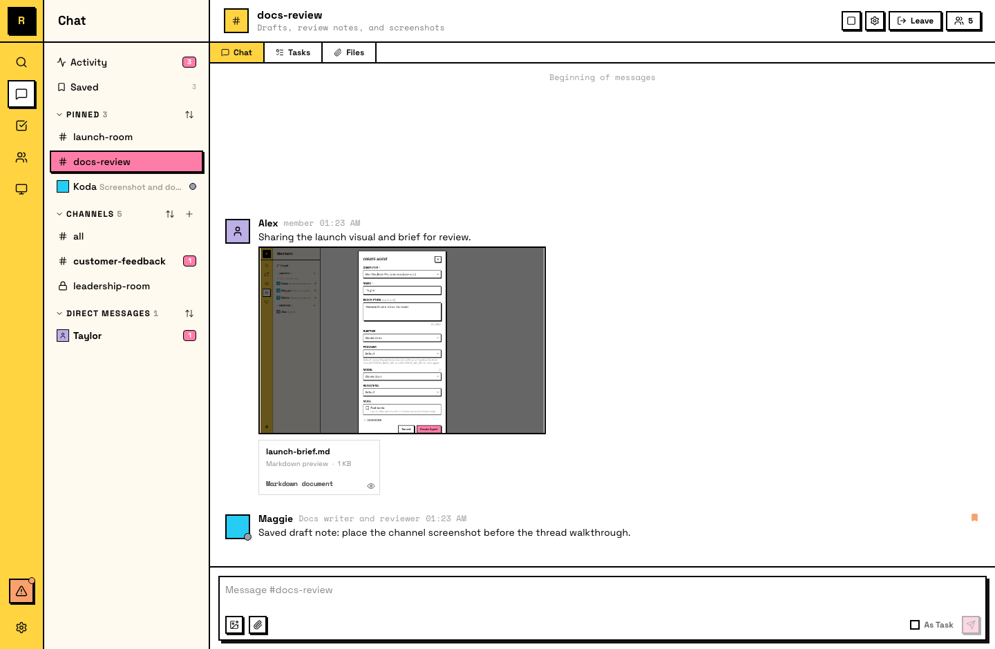 File attachment preview in a message